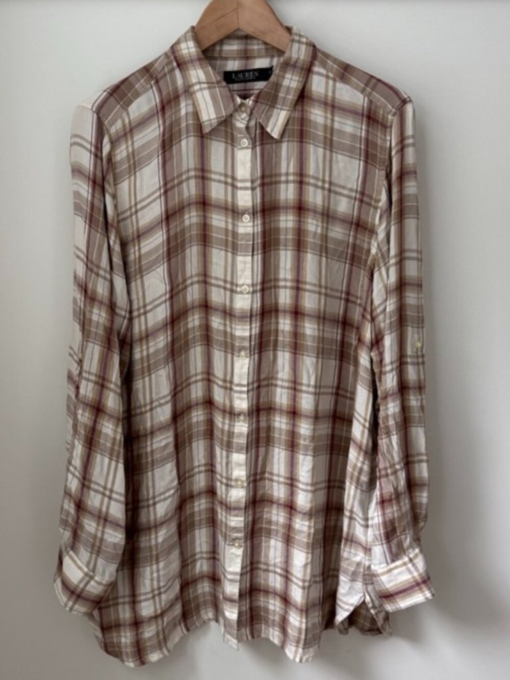 LAUREN RALPH LAUREN Plaid Button Down Shirt XL